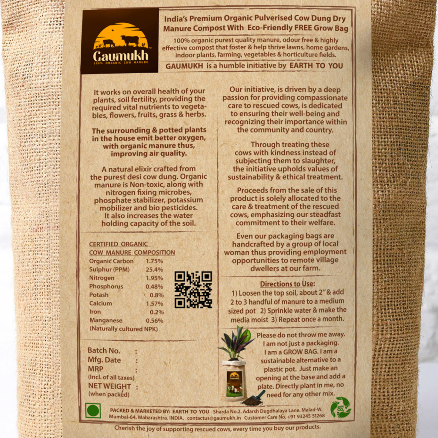 100% organic cow dung dry manure compost 5KG