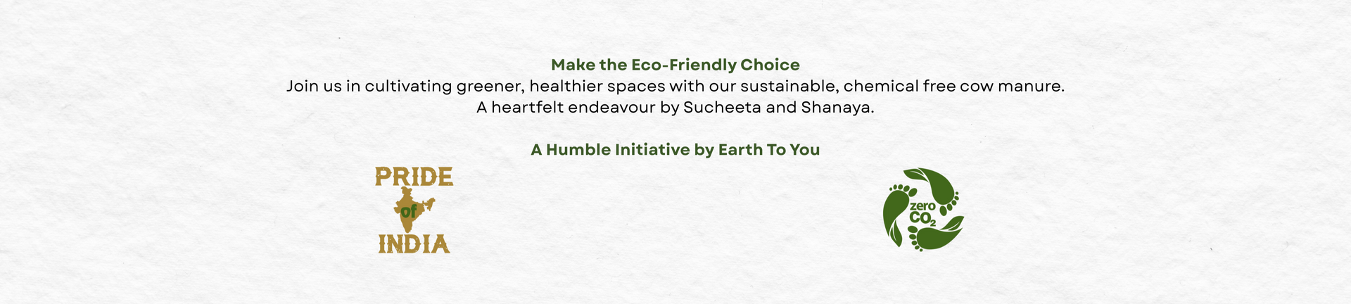 Promotional text for eco-friendly cow manure product with branding on a white background
